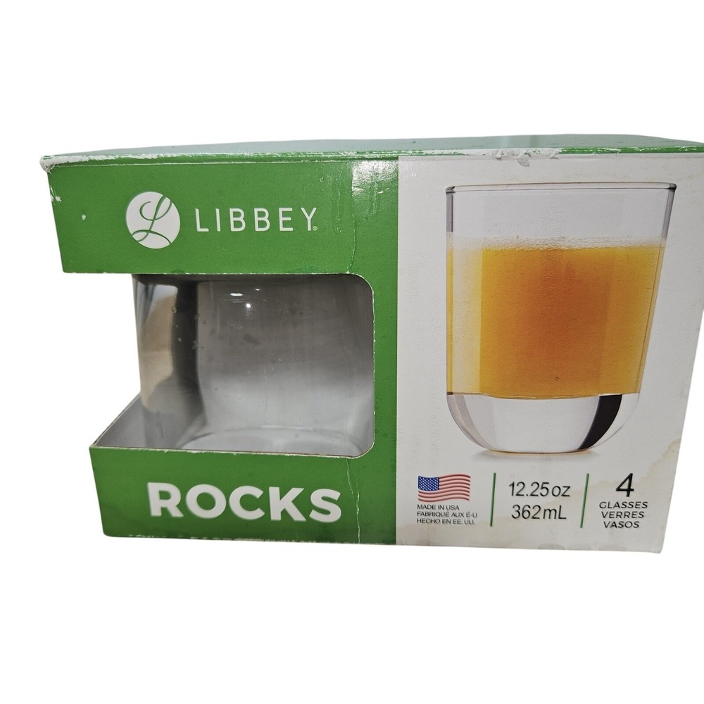 Libbey‎ Rocks Glasses Set of 4 12.25oz Tumblers Made in USA Barware Drinkware